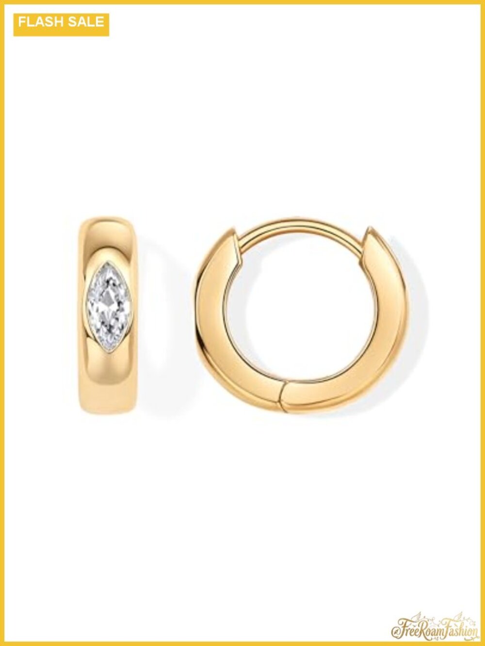 14K Gold Plated Cubic Zirconia Huggie Hoop Earrings for Women
